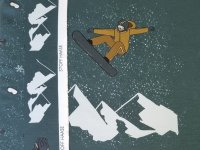 Sommersweat Eigenproduktion Panel Snowboy Junge mit Snowboard