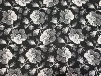 Viskose Blumen schwarz weiß