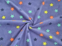 Fleece Blau mit bunten Sternen