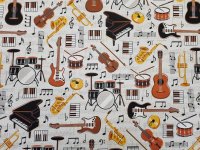 Canvas naturfarben mit Noten und Musikinstrumenten