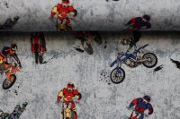 Sommersweat blau schraffiert mit Motorradfahrern Motocross