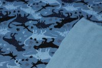 Alpenfleece blau mit Dinosauriern
